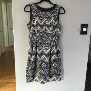 J. Crew Black and White Diamond Ikat Sleeveless Print Dress
